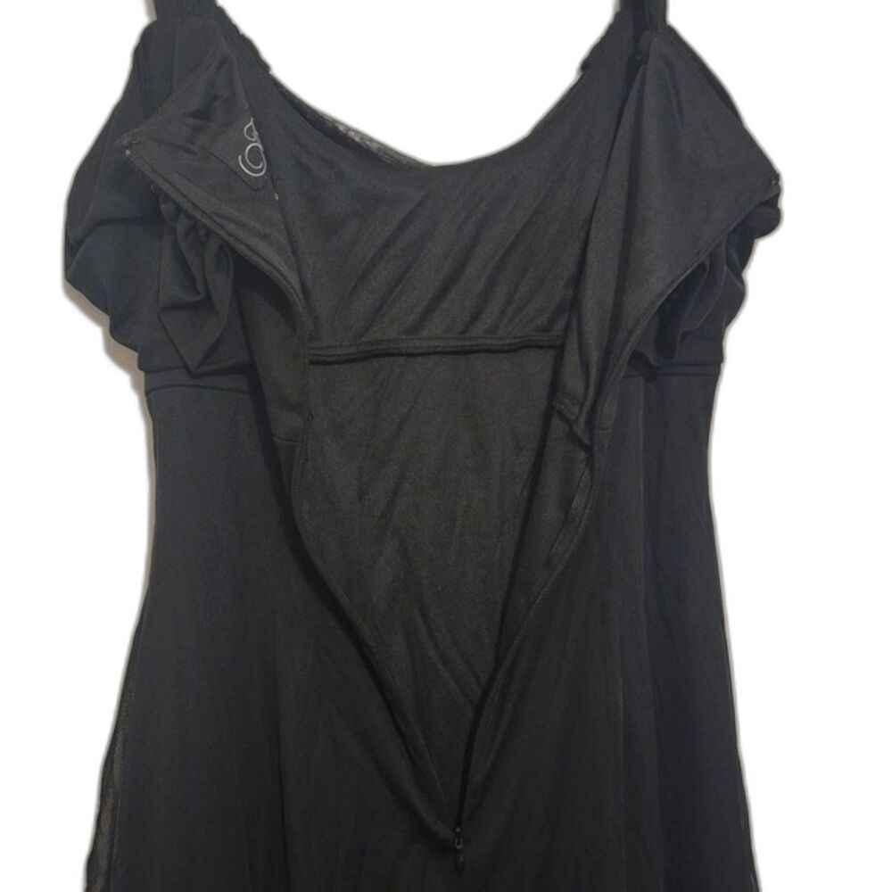 Alex Evenings Black Formal Maxi Dress Gown 12 Sheer Mesh Overlay Whimsical - Picture 4 of 11